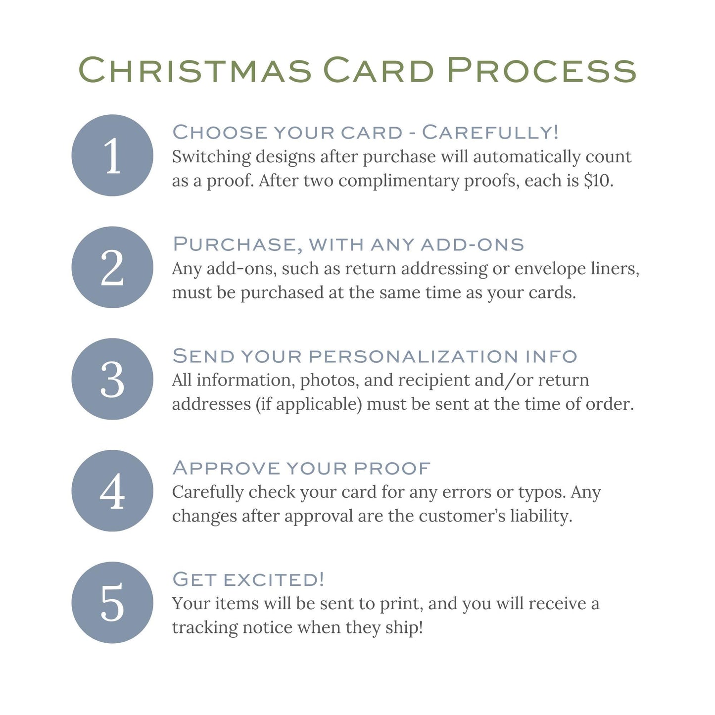 a christmas card process is shown with instructions