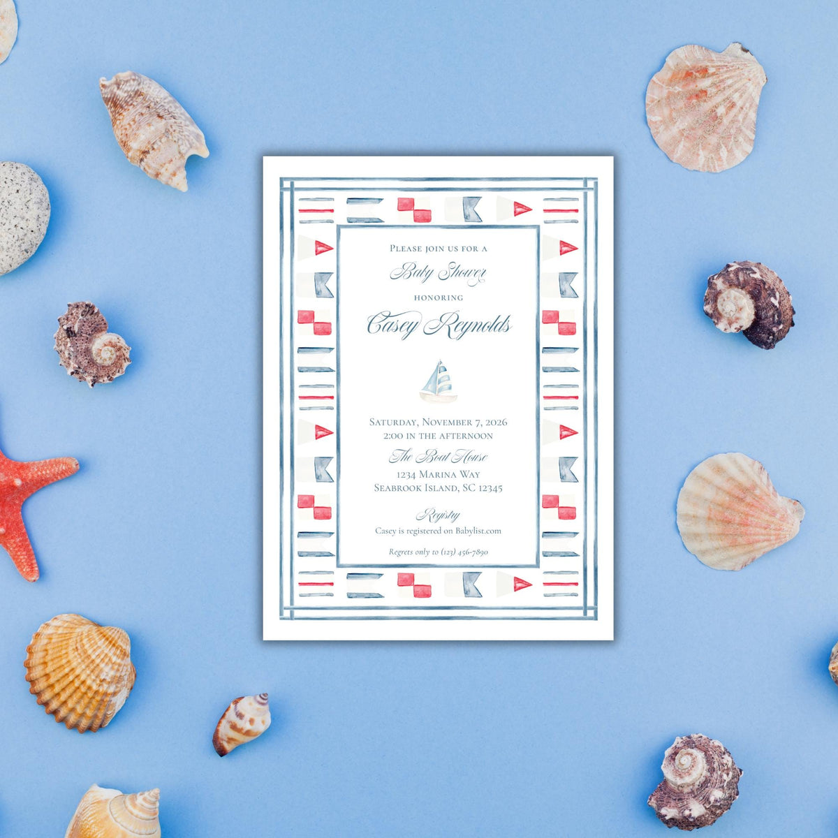 Nautical Flags Baby Shower Invitation