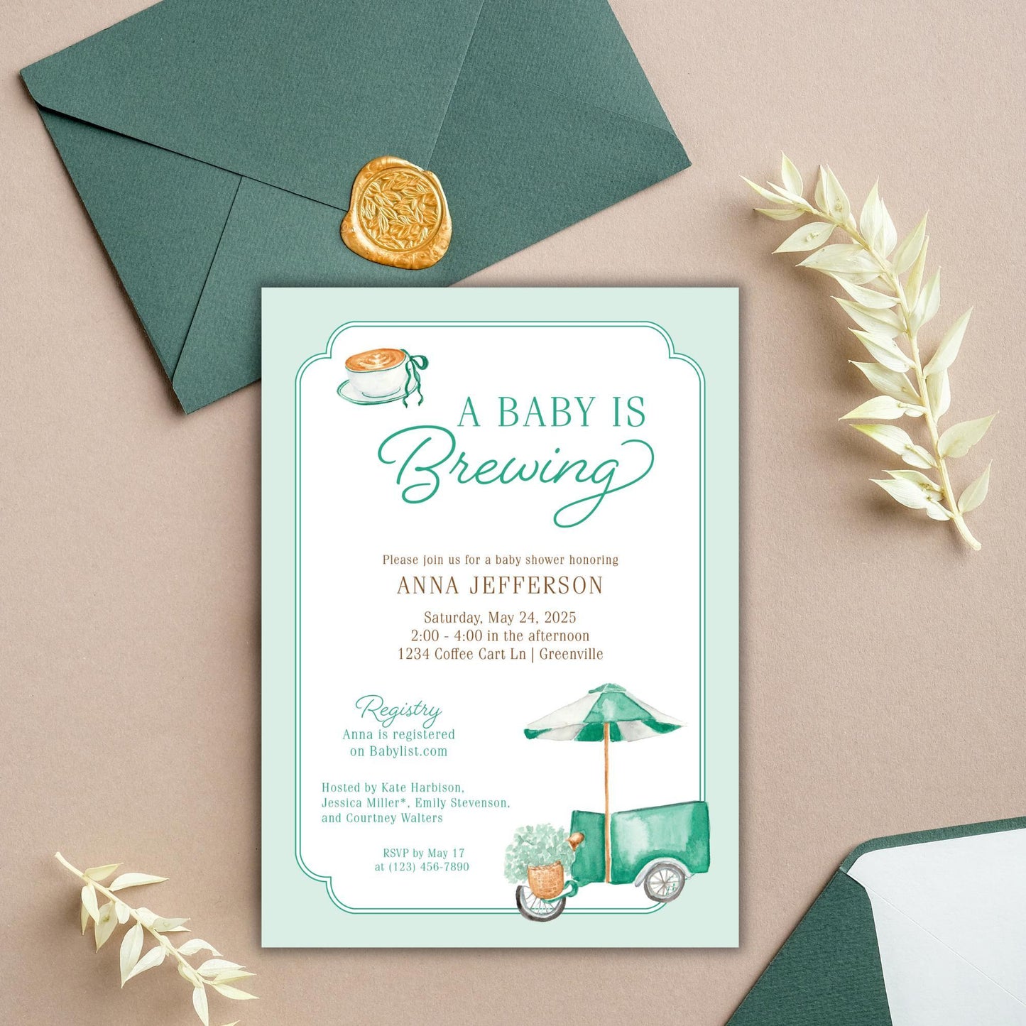 Baby is Brewing Baby Shower Invitation