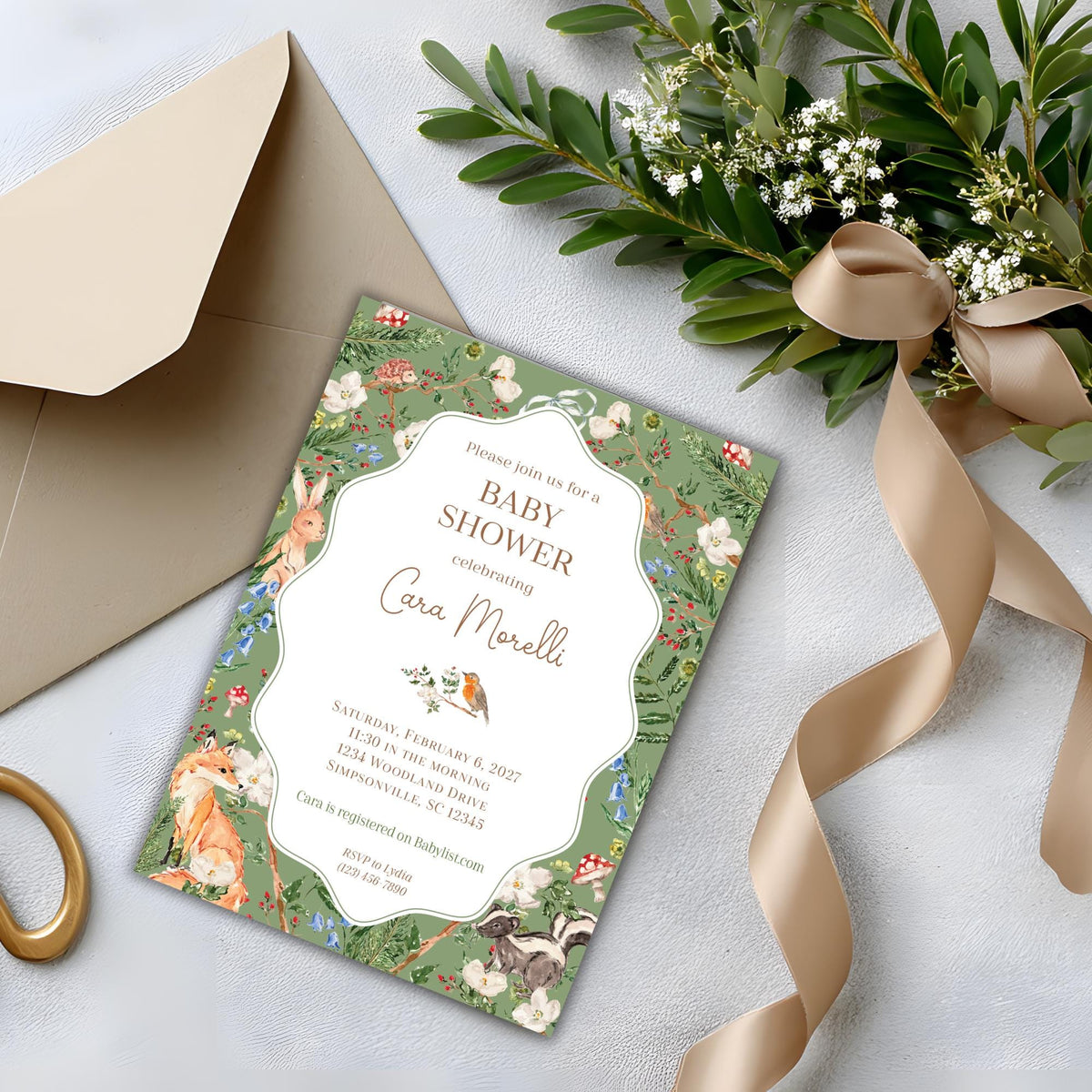 Woodland Whimsy Baby Shower Invitation