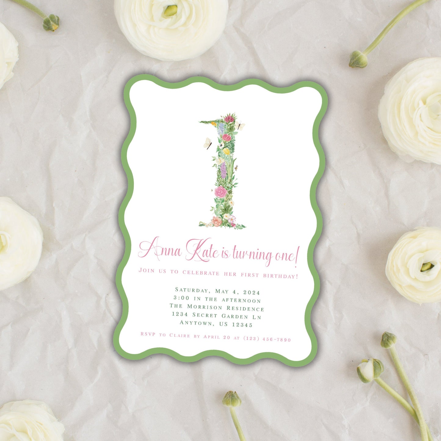 Floral One Invitation