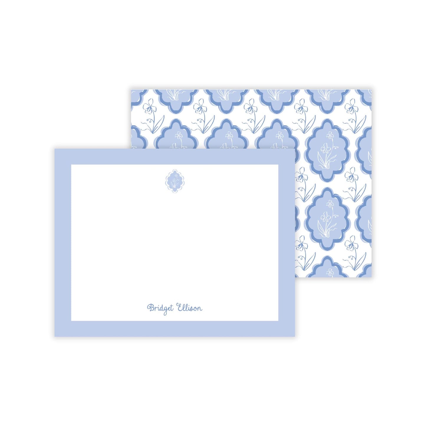Blue Floral Block Print Notecards
