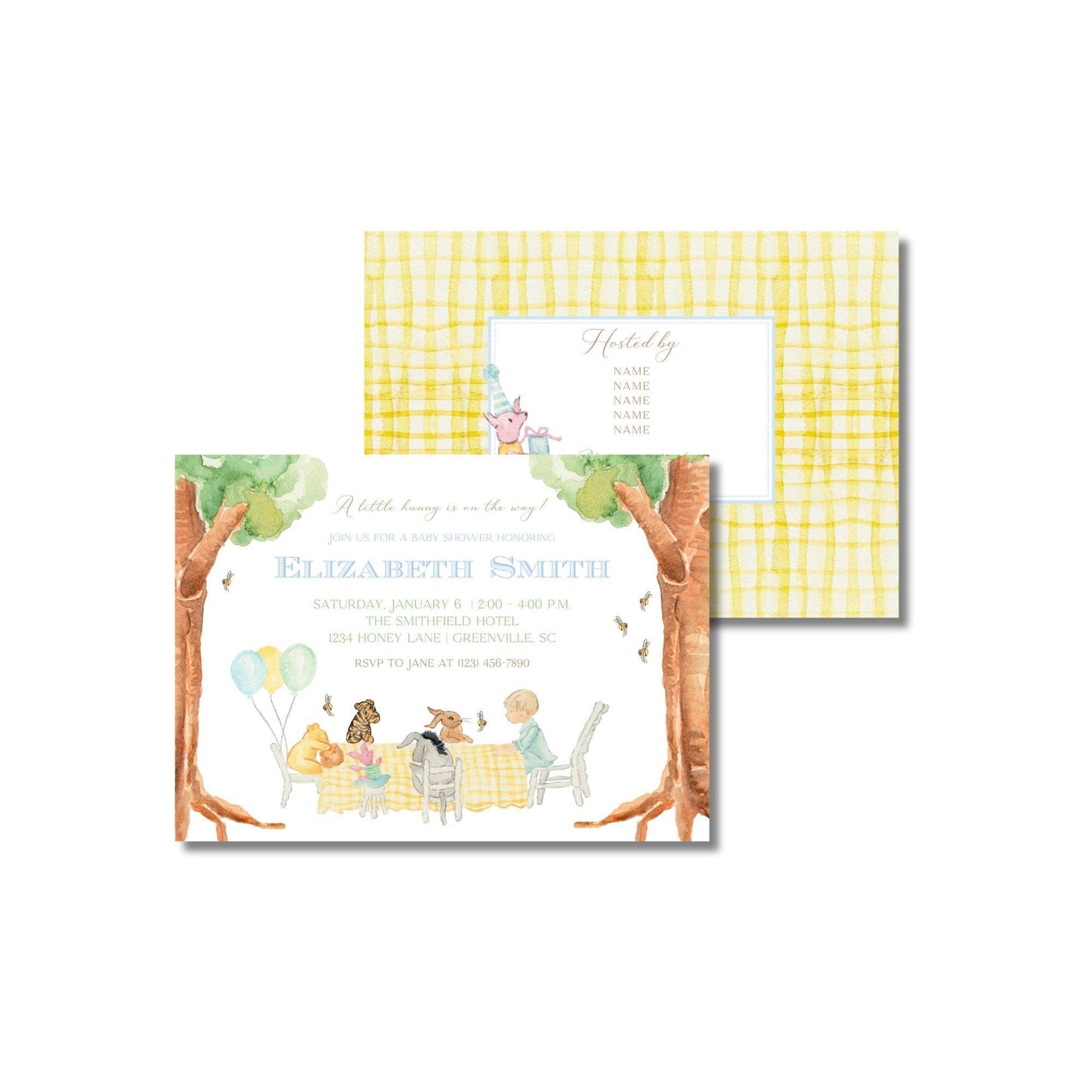 Vintage Pooh Baby Shower Invitation