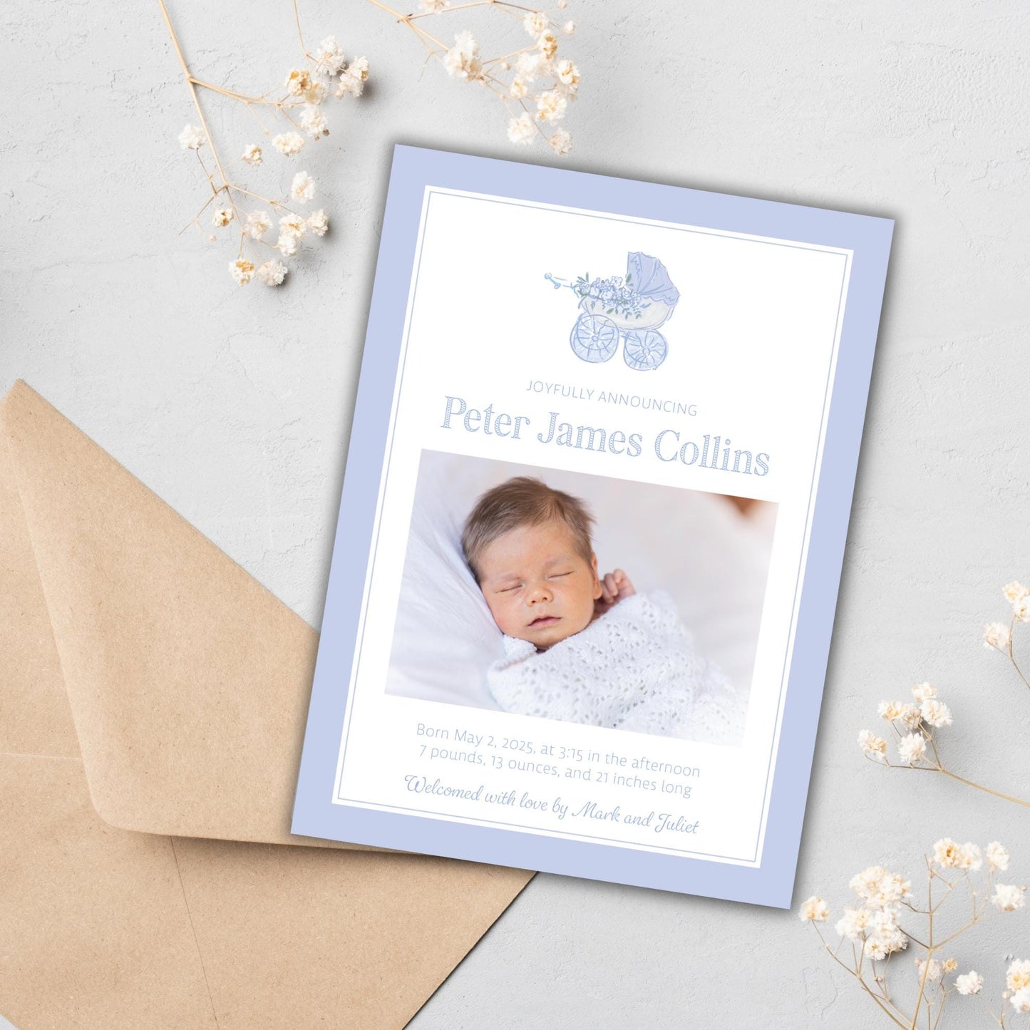 a card with a picture of a baby on it