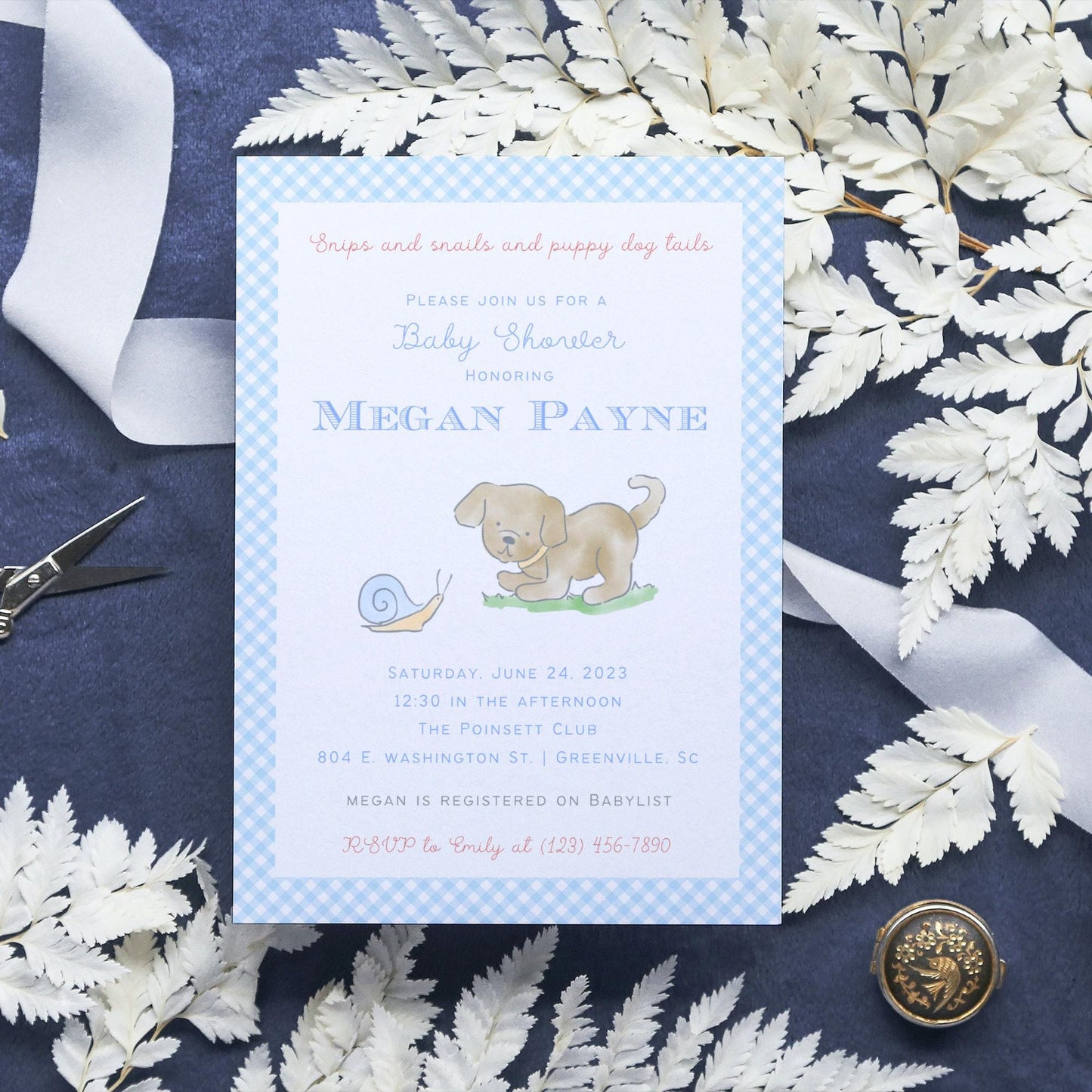Snips and Snails Baby Shower Invitation