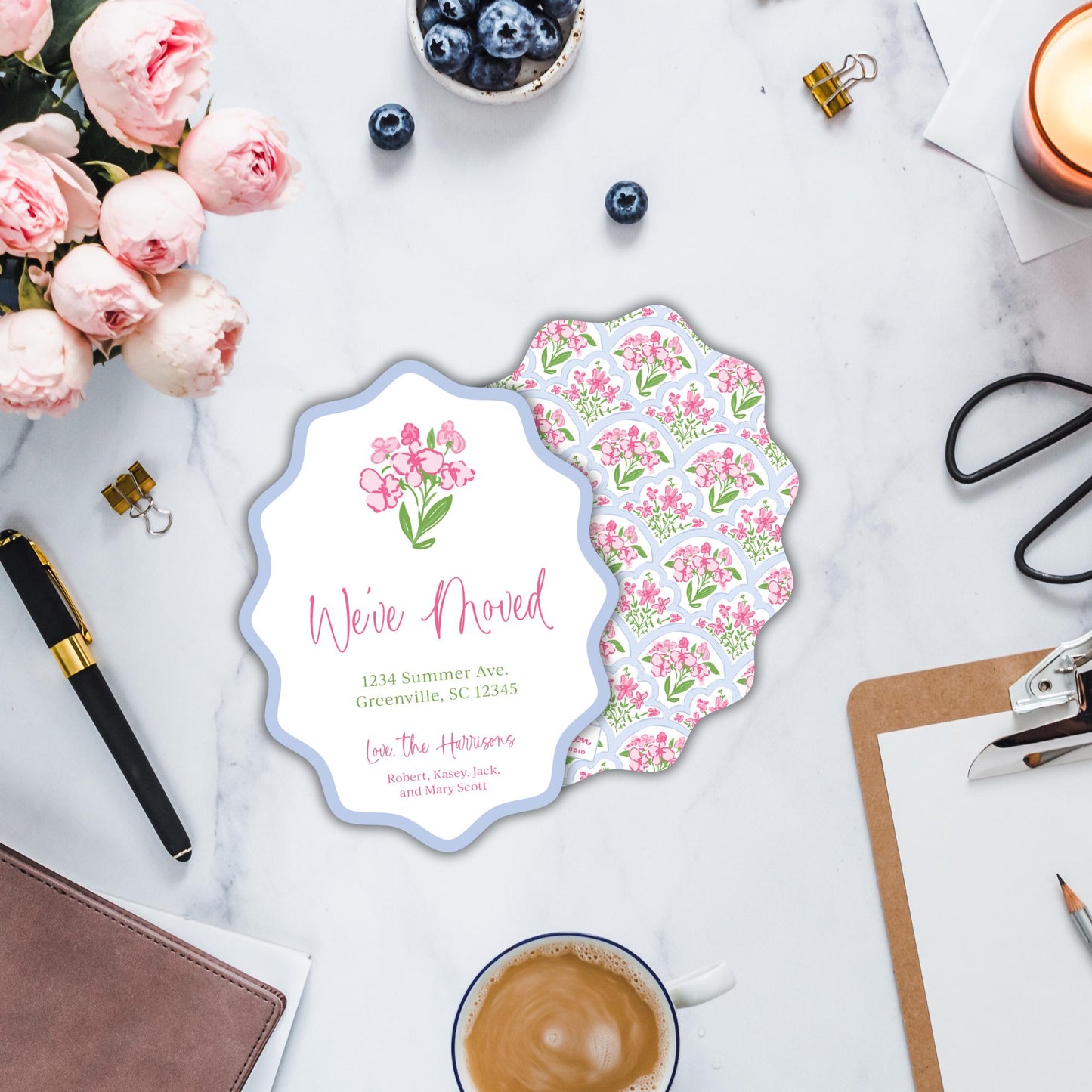 Preppy Floral Moving Announcements