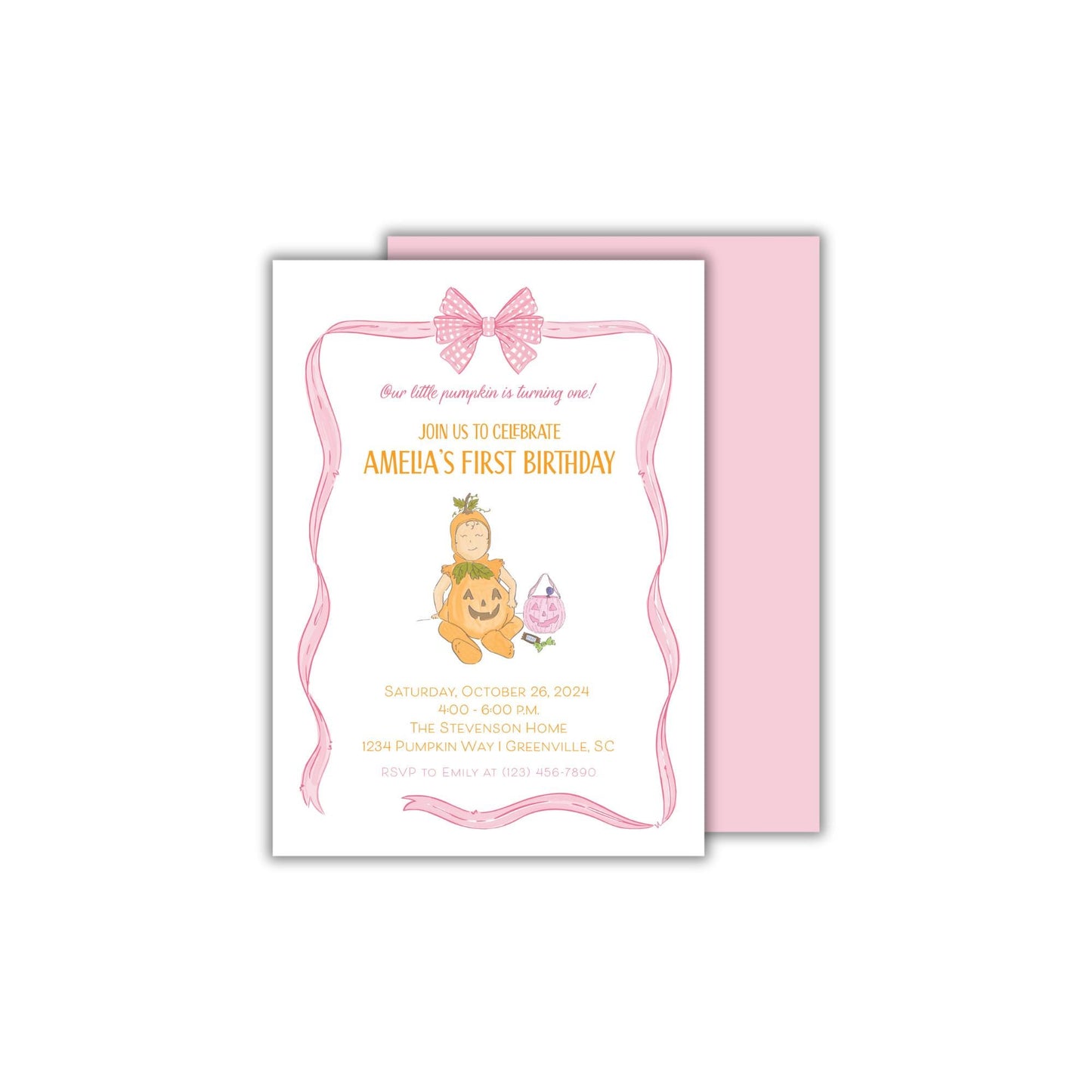 Pumpkin Invitation - Pink