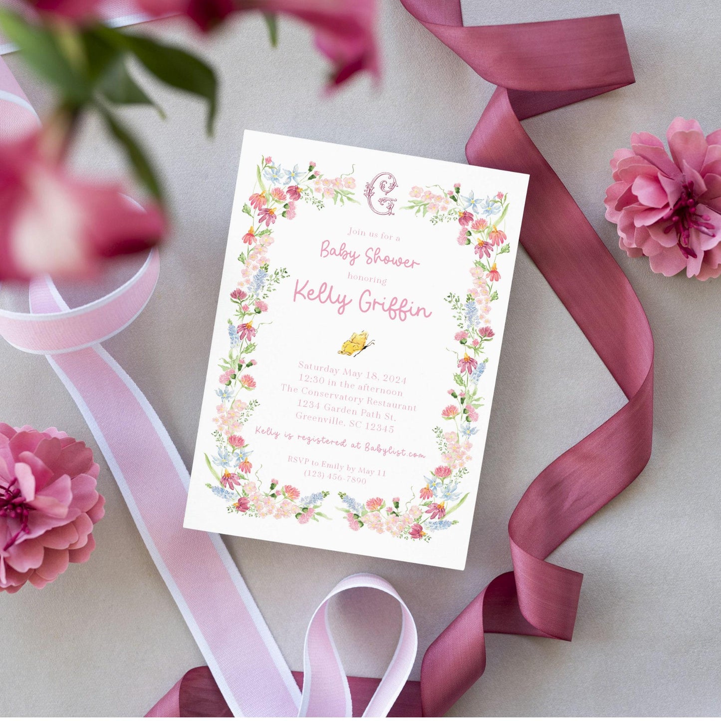 Mountain Wildflower Baby Shower Invitation