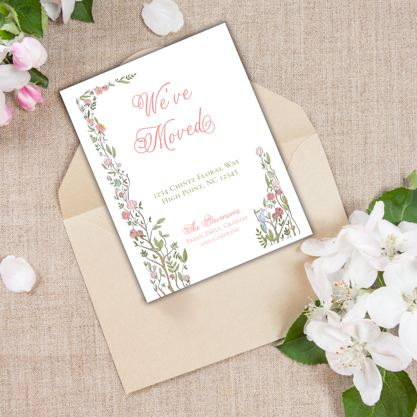 Chintz Floral Moving Announcements