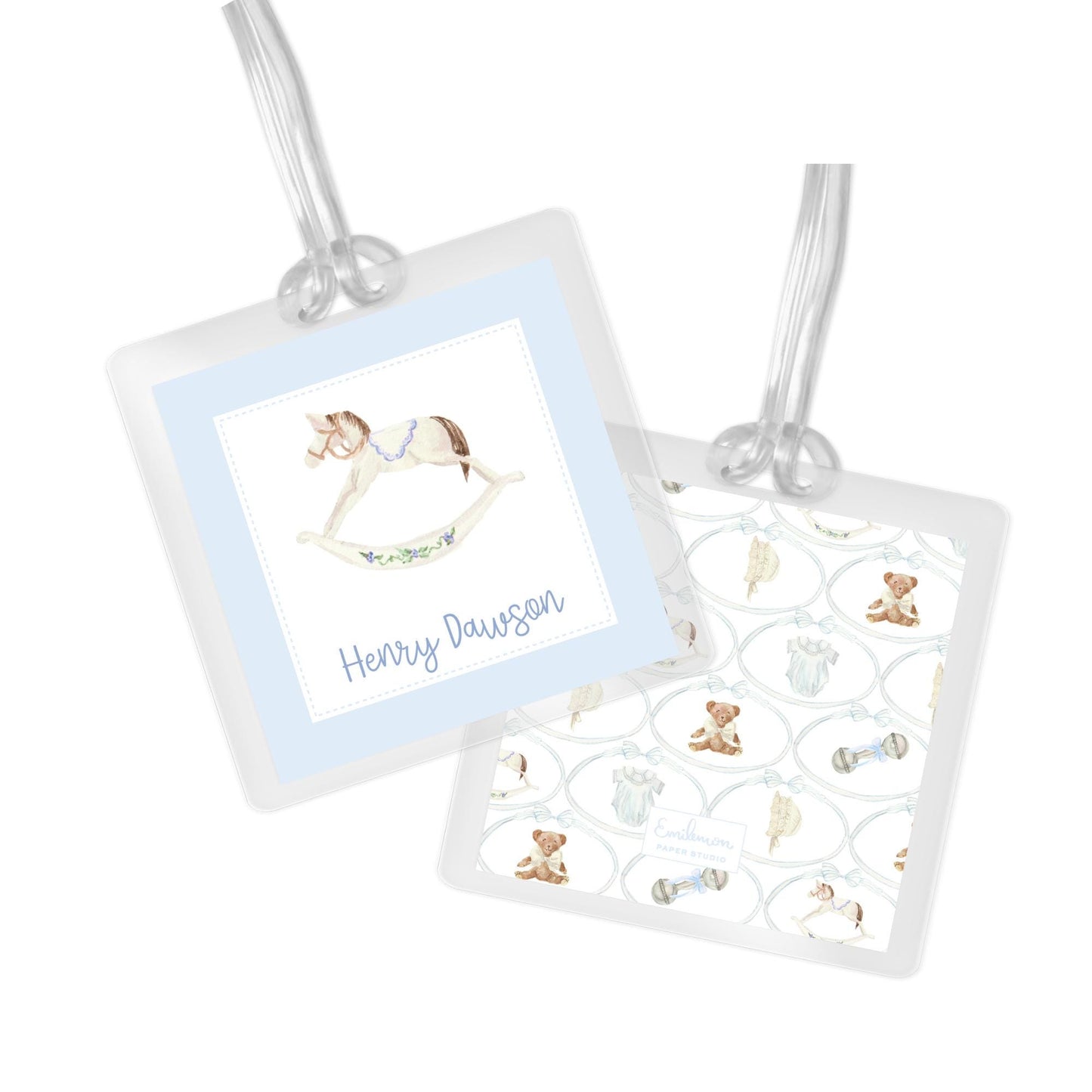 Rocking Horse Bag Tag - Blue