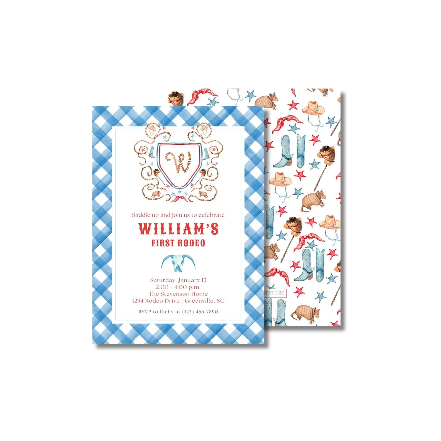 My First Rodeo Invitation - Blue