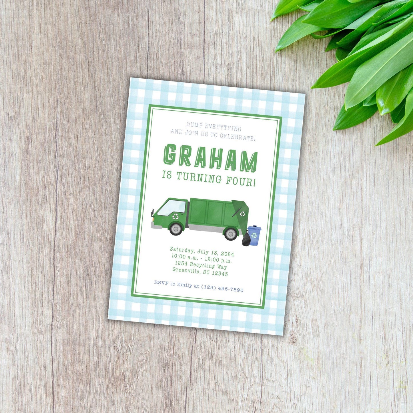 Garbage Truck Invitation