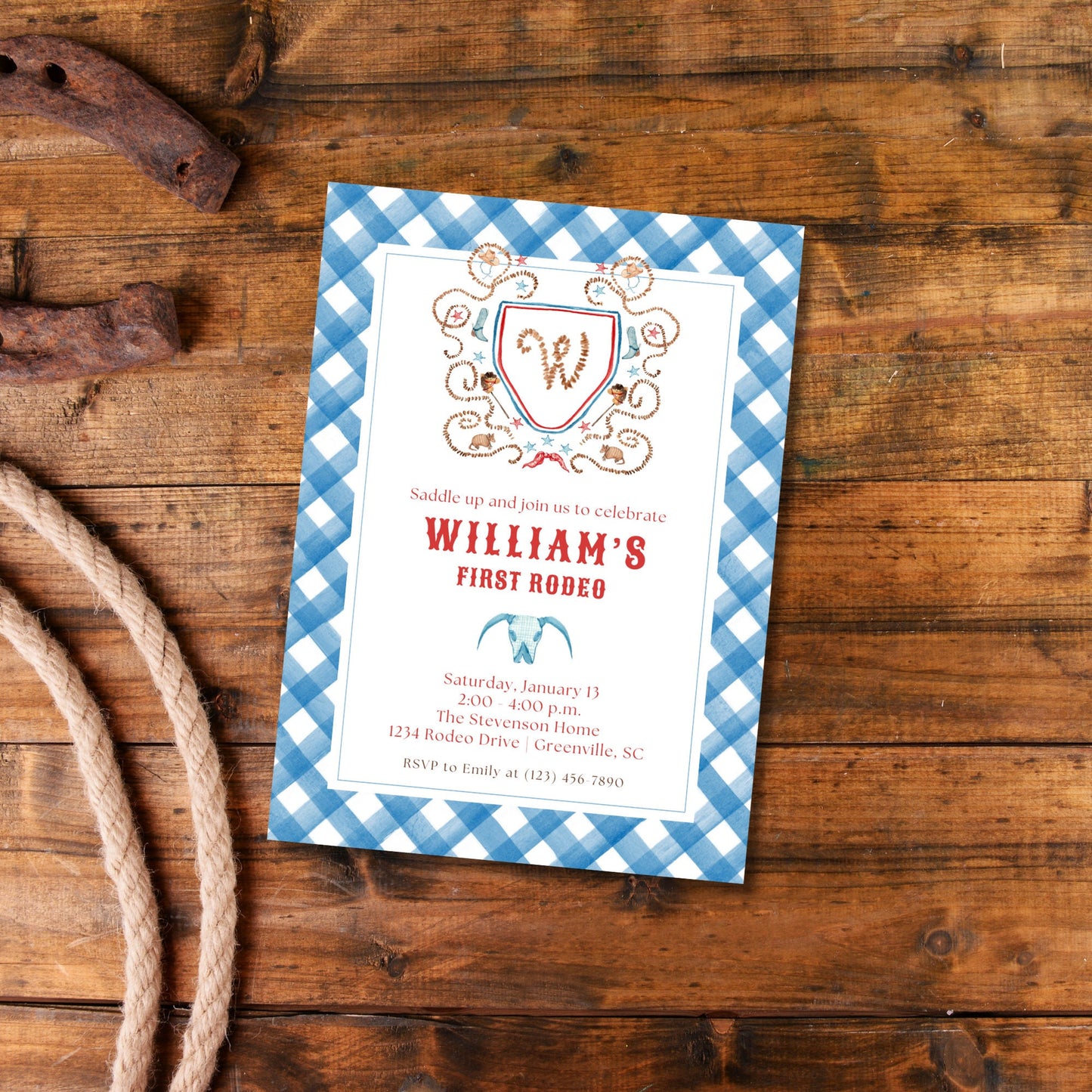My First Rodeo Invitation - Blue