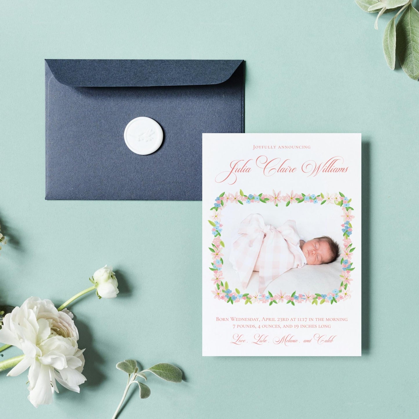 a card with a picture of a baby on it