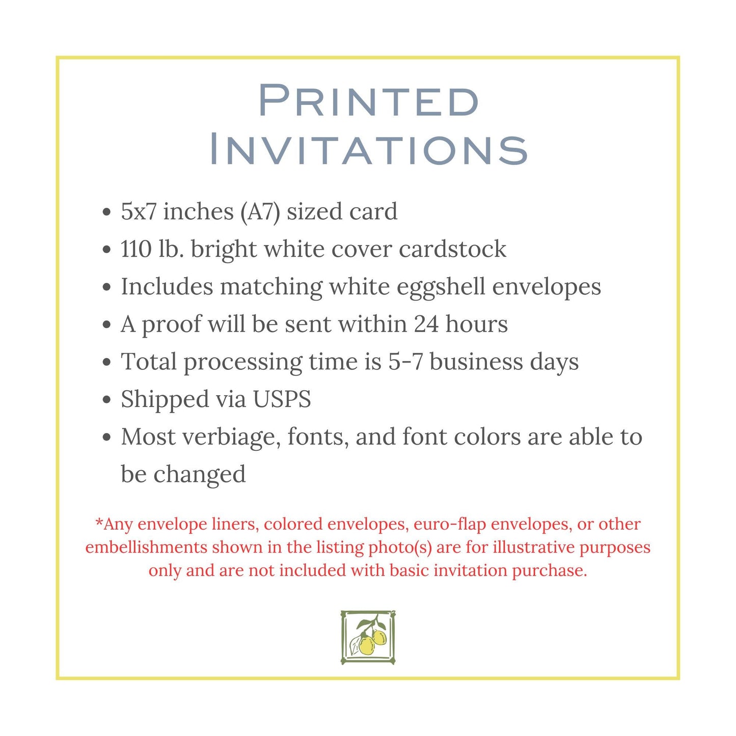a white card with a yellow border and a red border