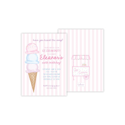 Ice Cream Invitation - Pink