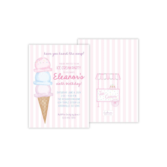 Ice Cream Invitation - Pink