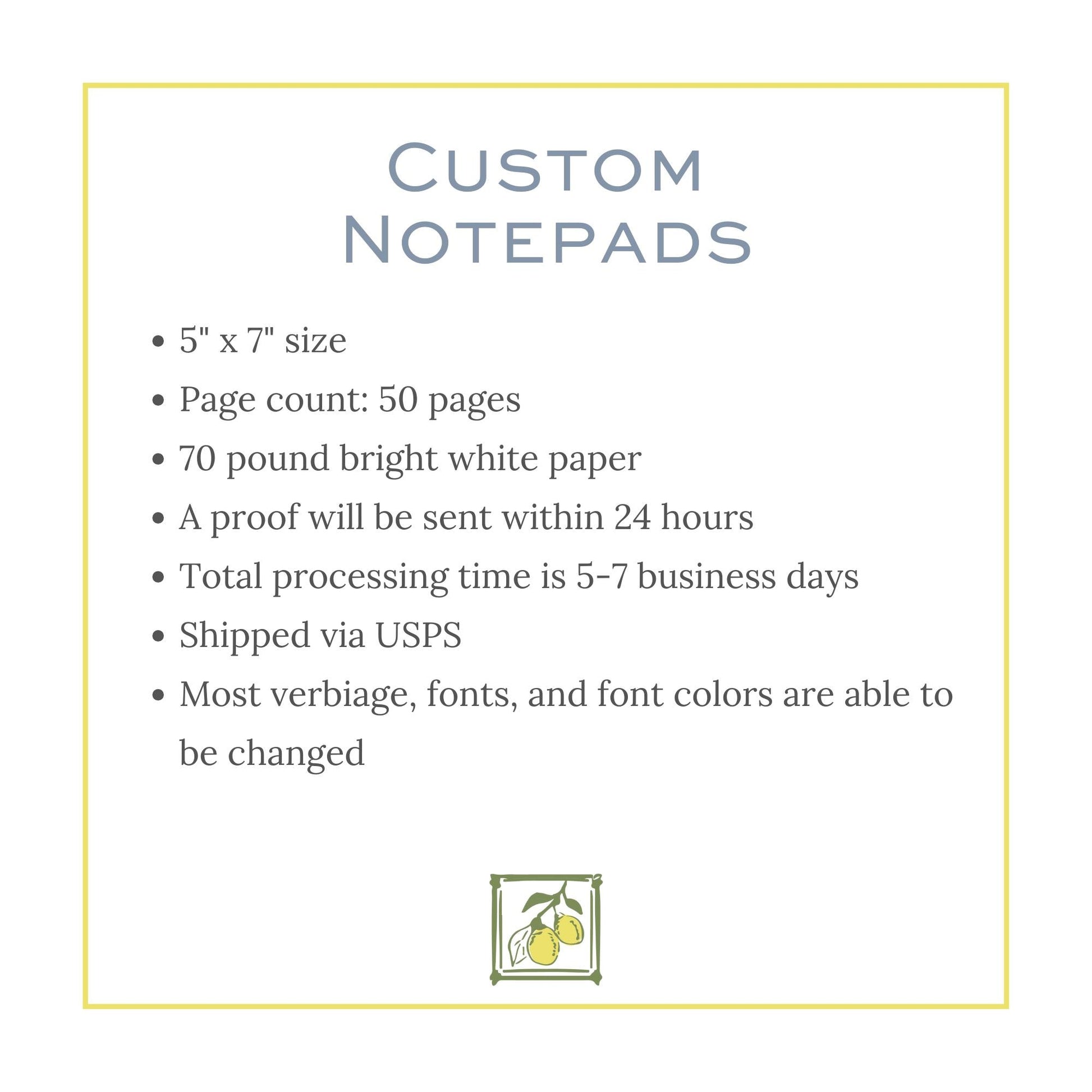 a white paper with the words custom notebooks on it