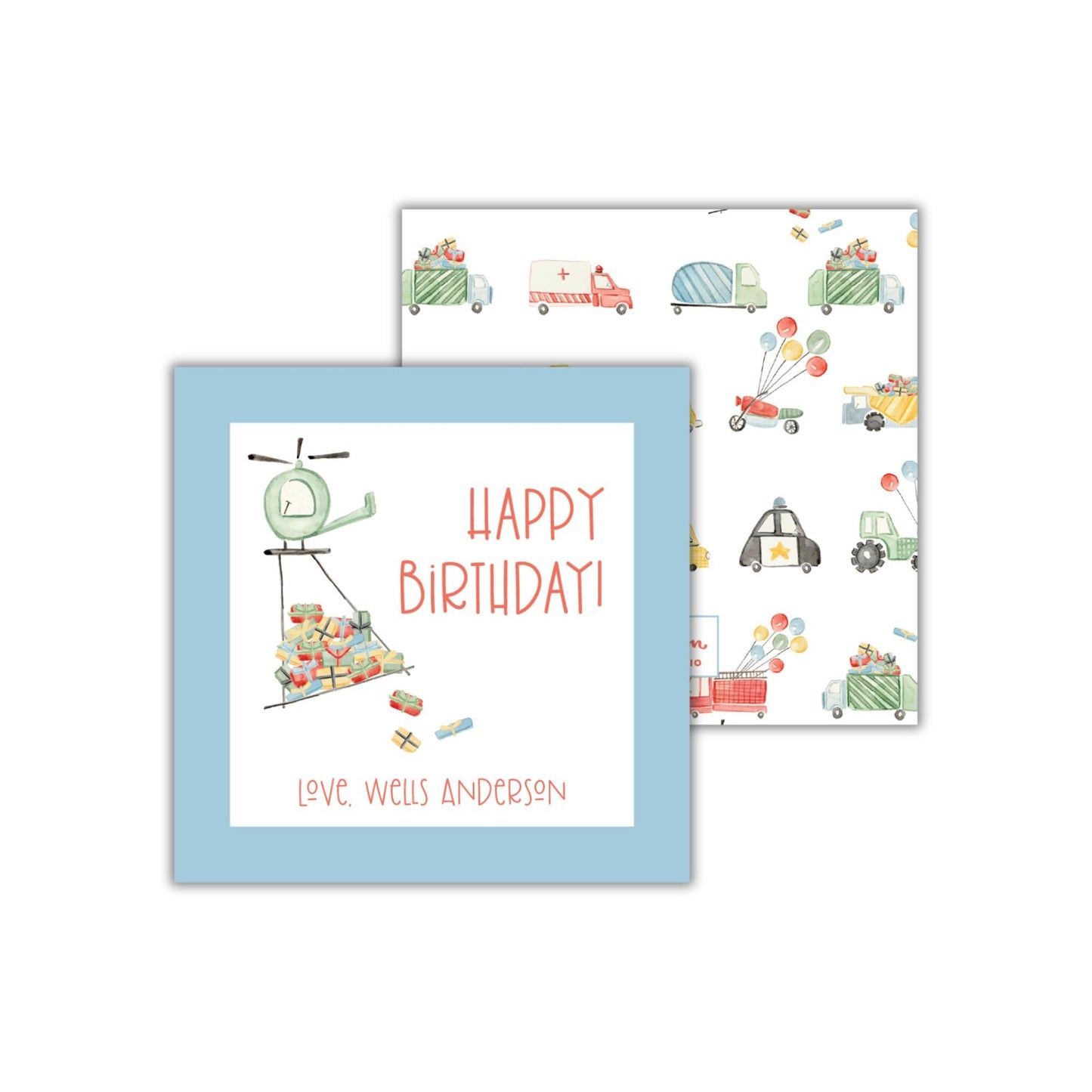 a birthday card with a picture of a helicopter