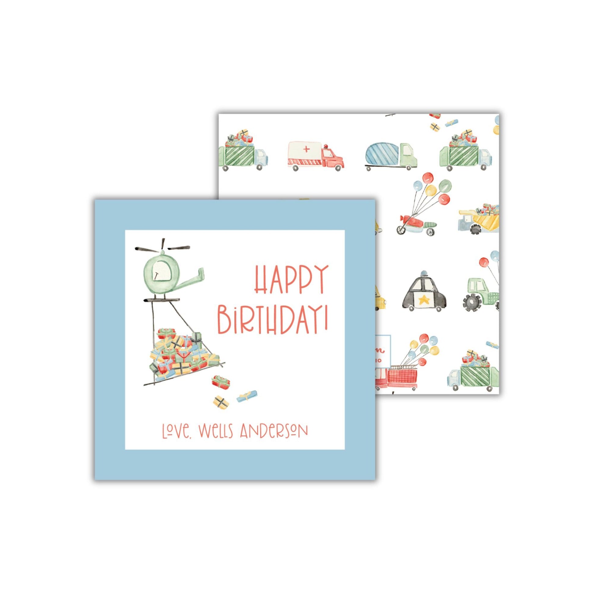 a birthday card with a picture of a helicopter