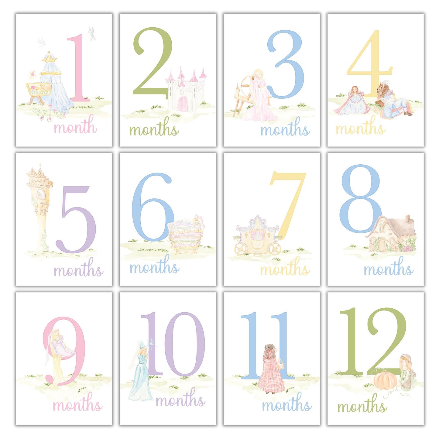 Watercolor Fairy Tale Milestone Cards
