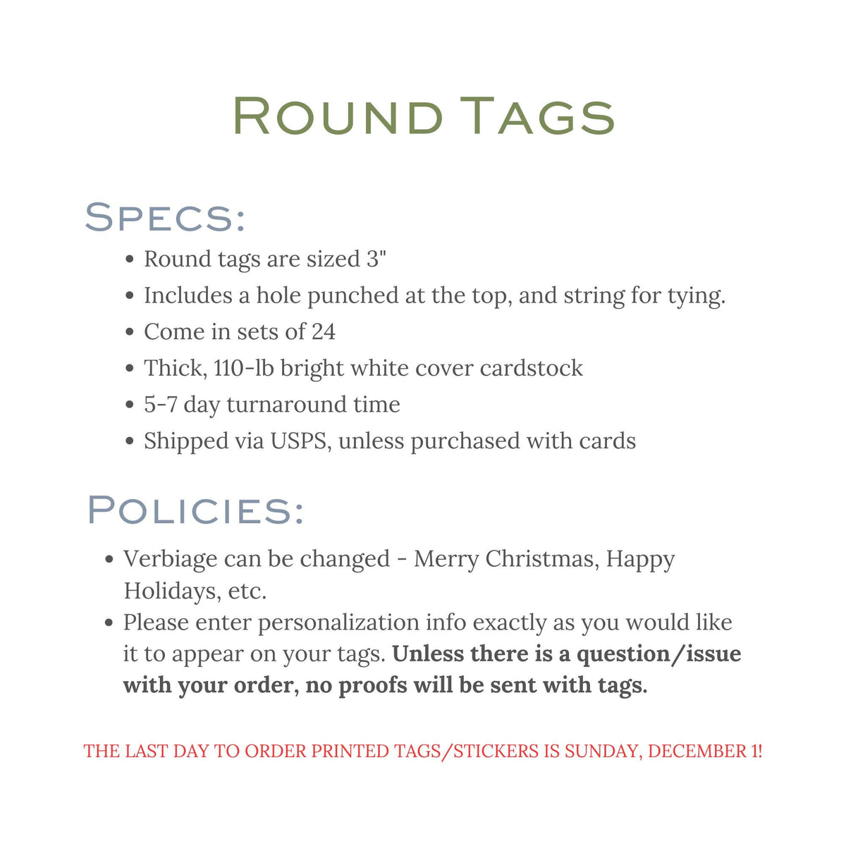 a poster with instructions for round tags