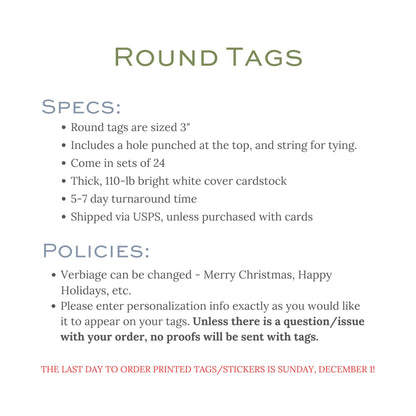 a poster with instructions for round tags