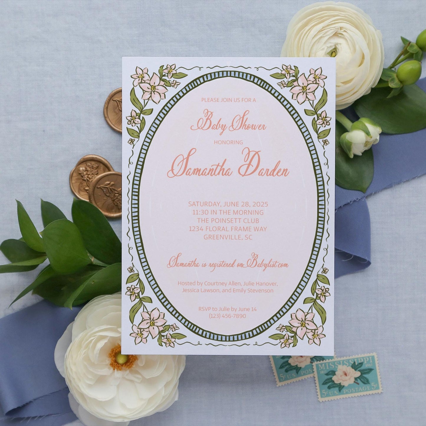Vintage Frame Baby Shower Invitation