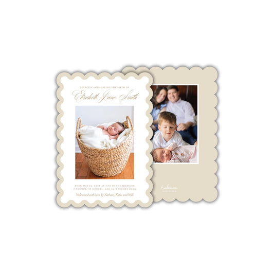 Scalloped Neutral Birth Announcement