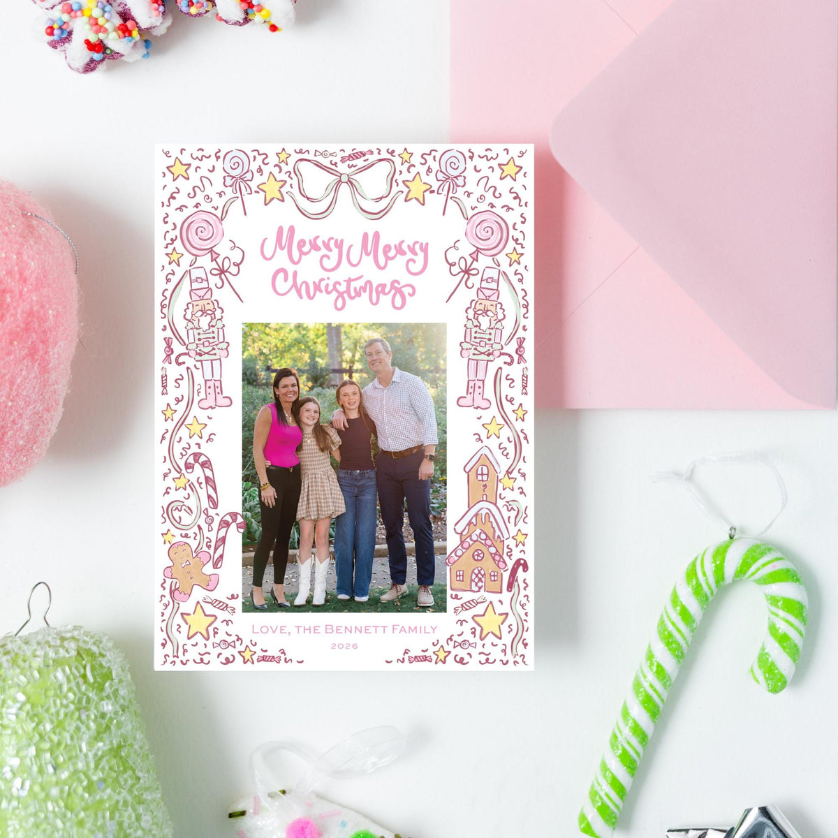 Candy Christmas Card - Pink