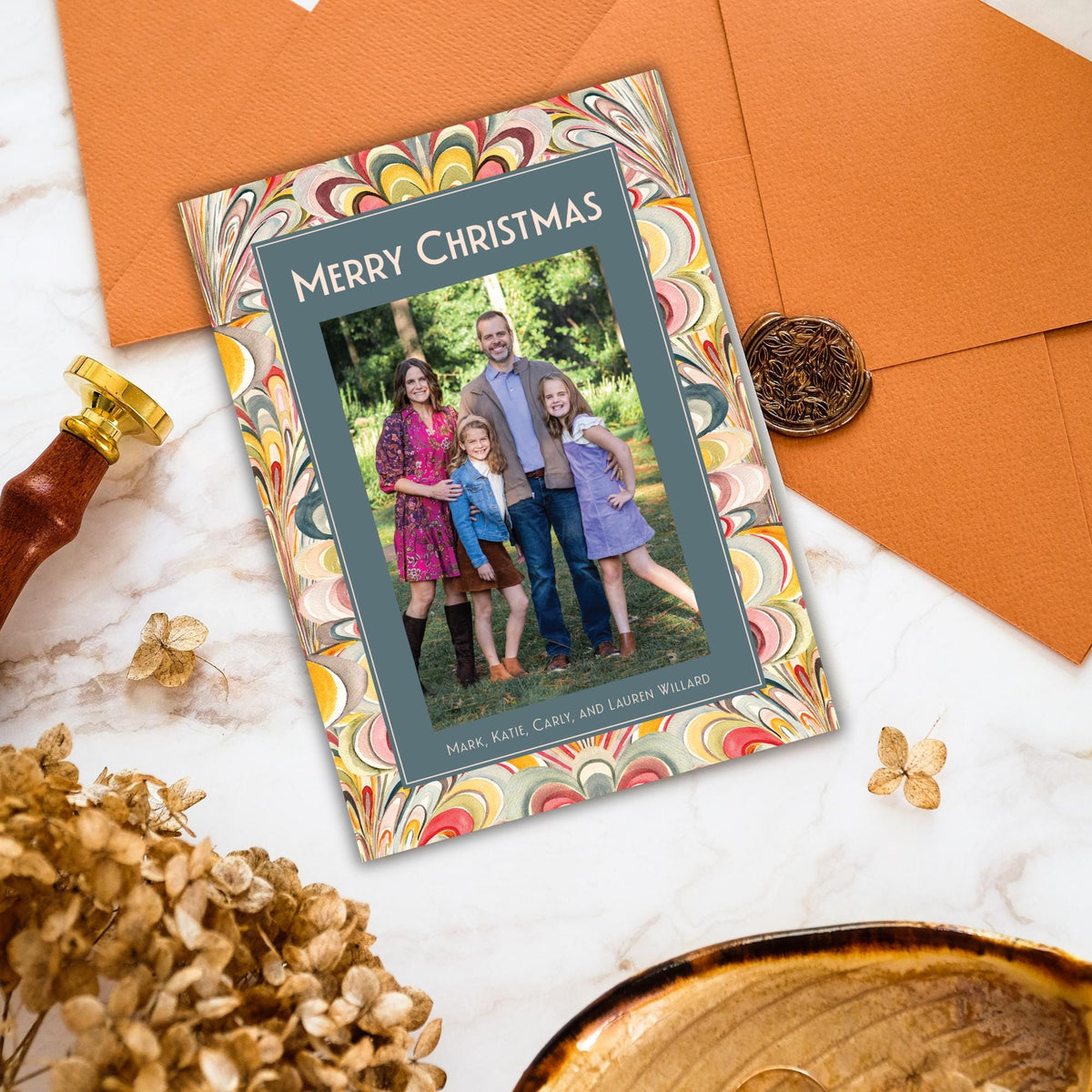 Deco Marble Christmas Card