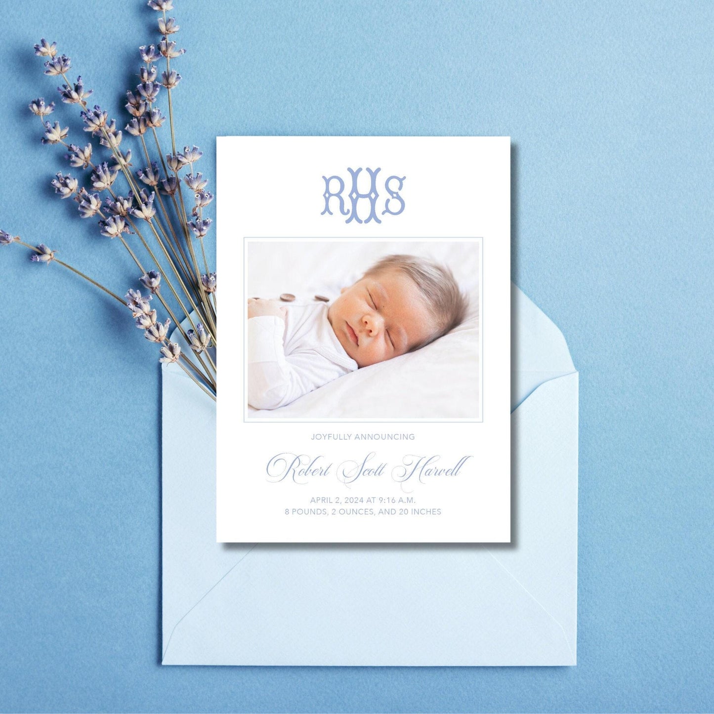 Avery Birth Announcement - Blue