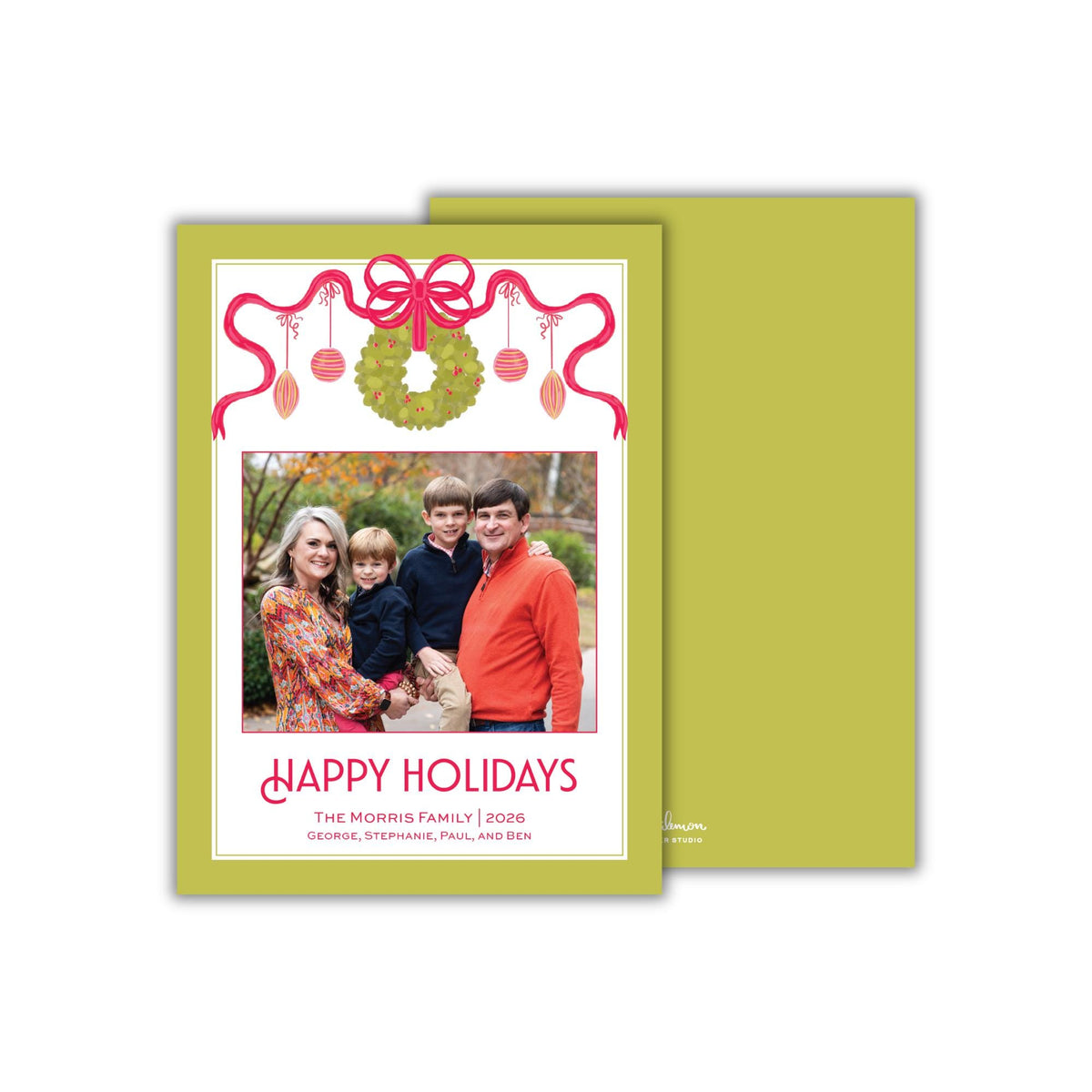 Retro Wreath Christmas Card