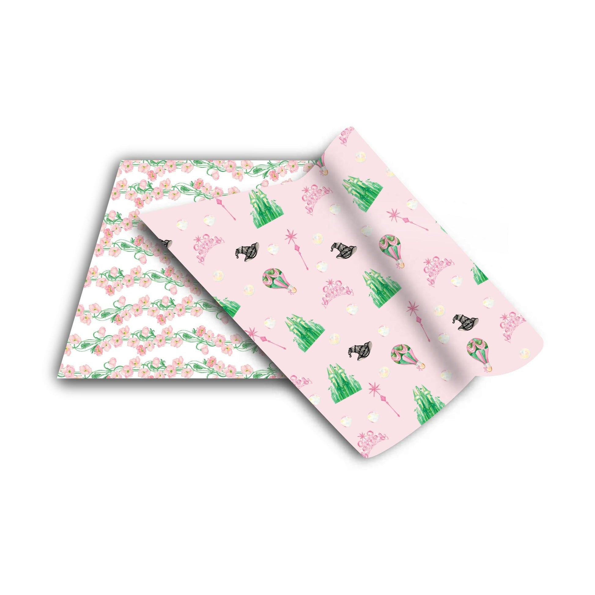 a pink wrapping paper with trees on it