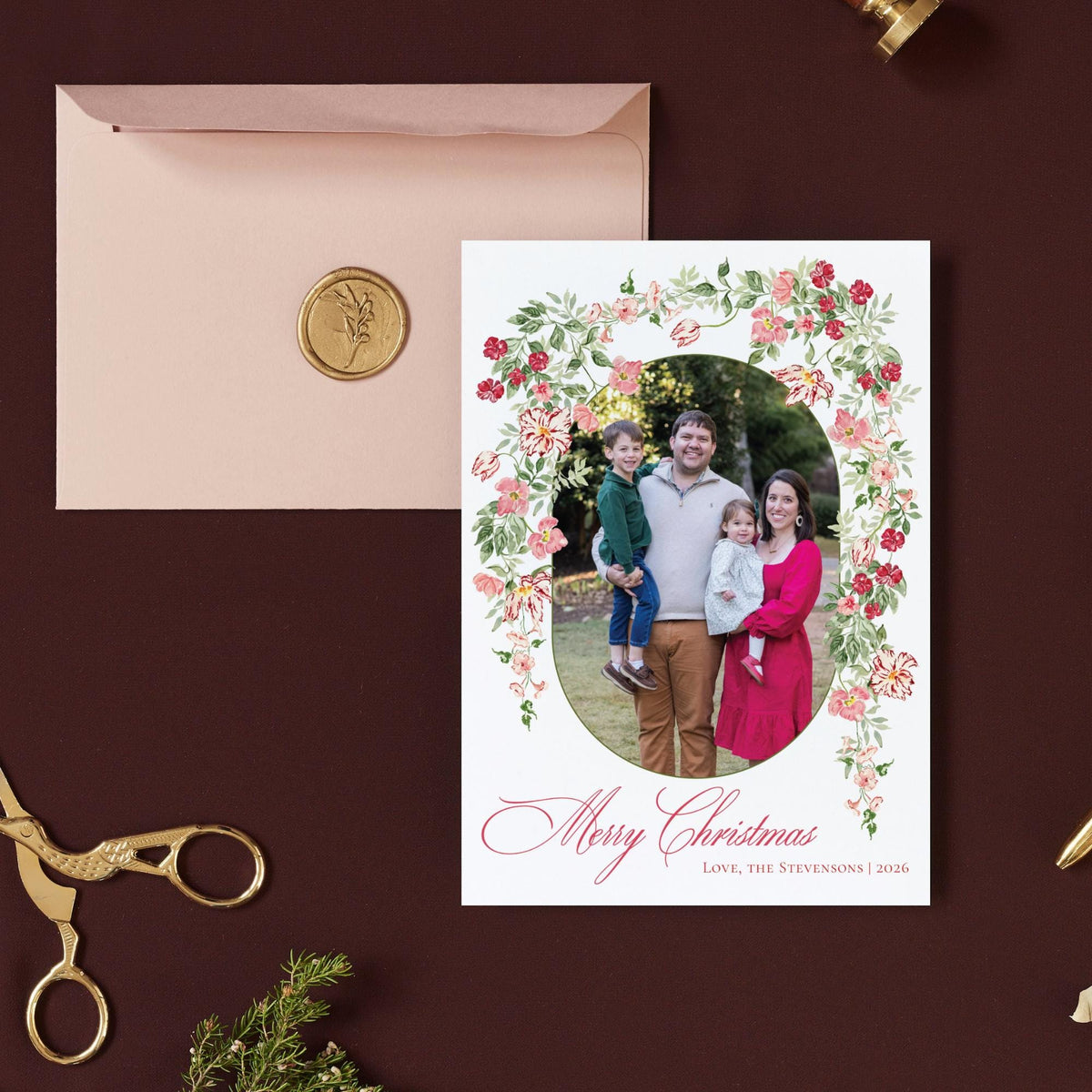 Berry + Blush Christmas Card