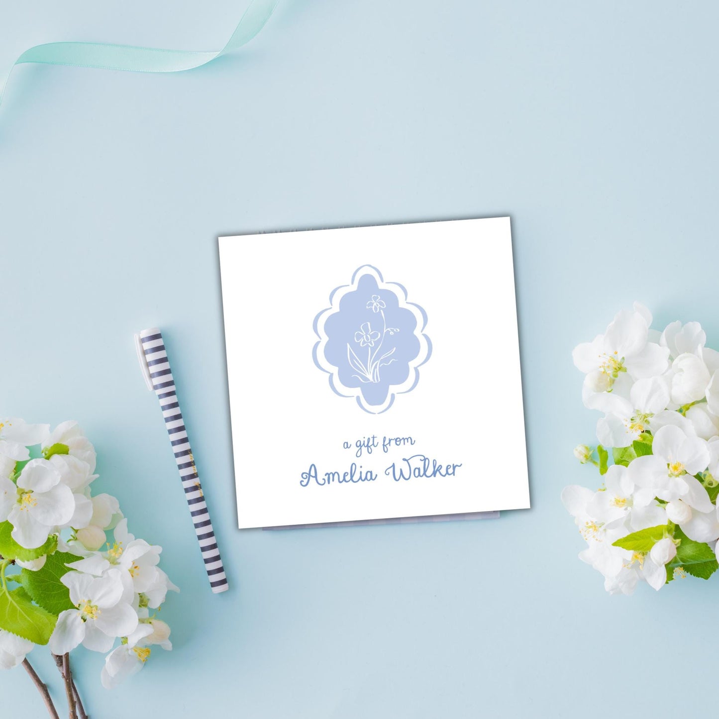 Blue Floral Enclosure Cards