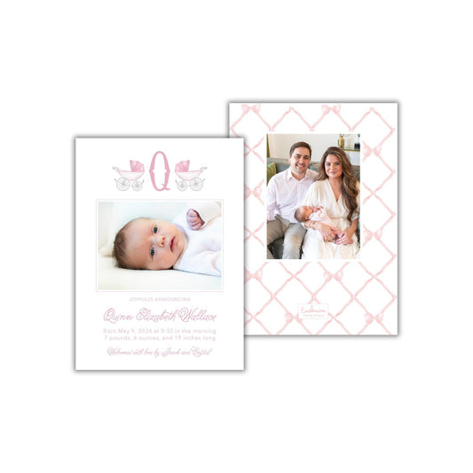 Vintage Carriage Birth Announcement - Pink