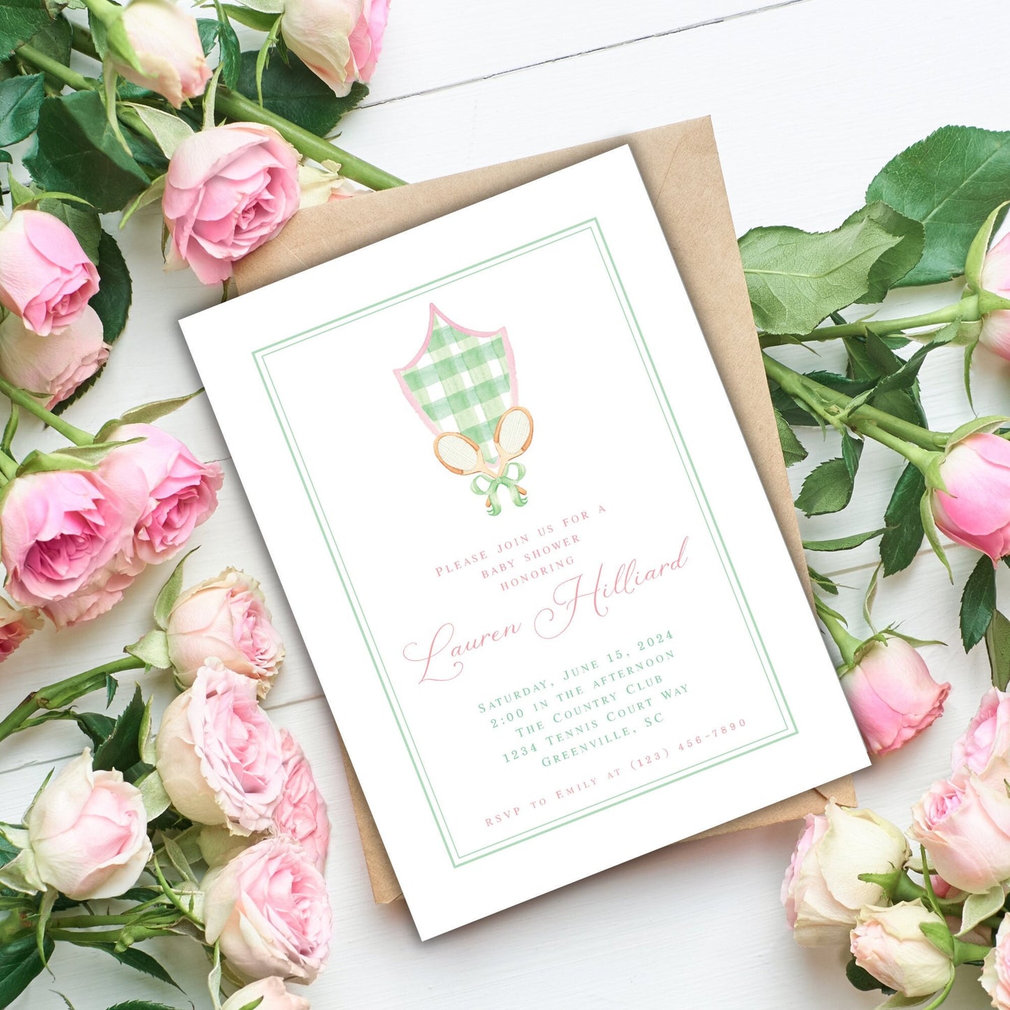 Tennis Baby Shower Invitation - Pink