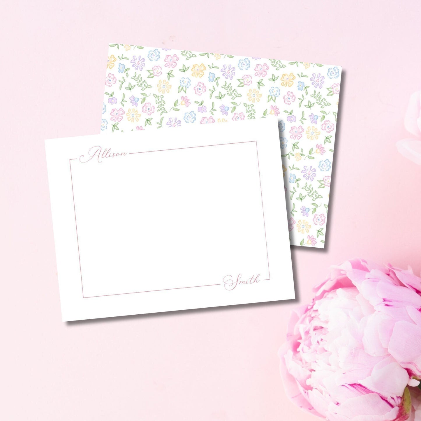 Floral Name Notecards