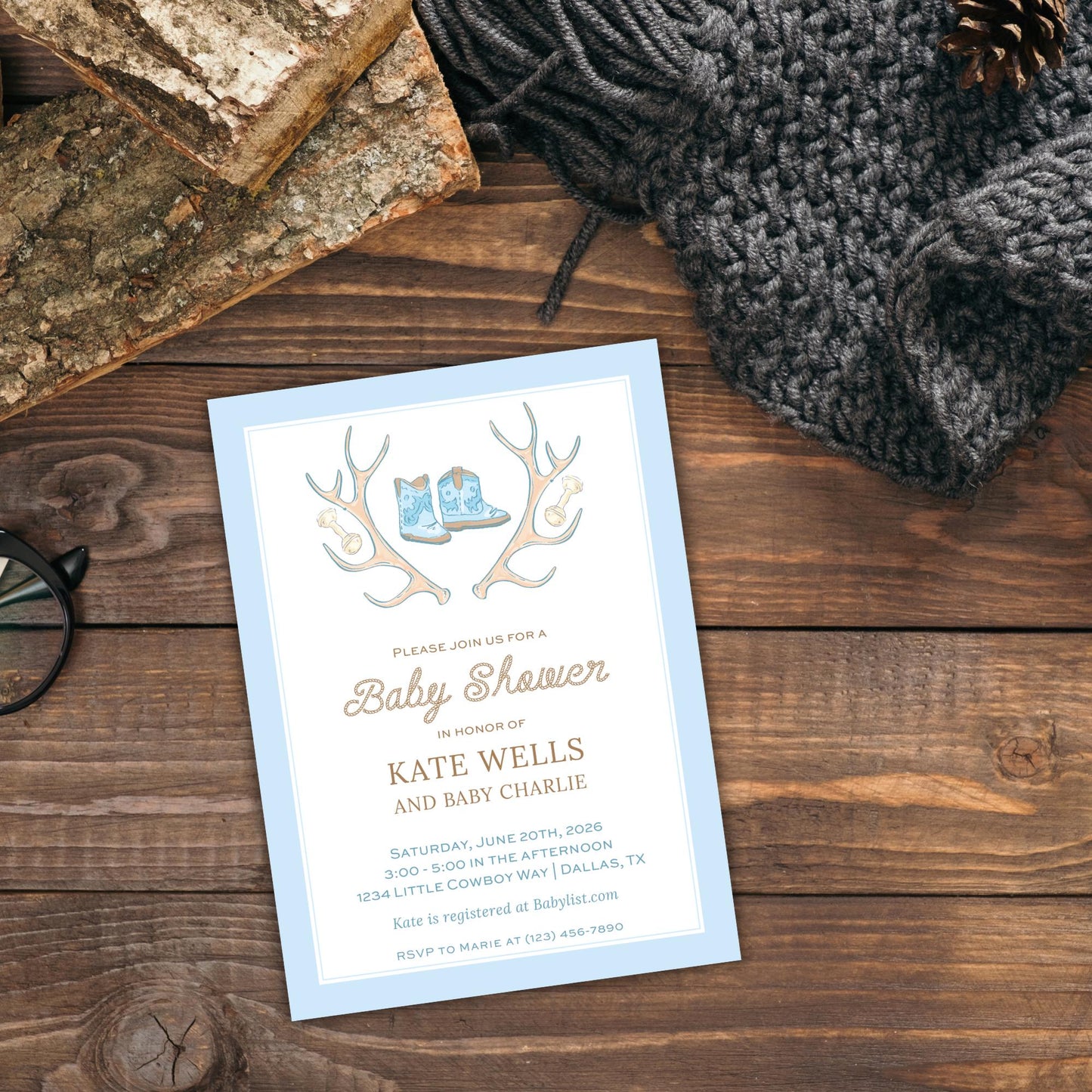 Little Cowboy Baby Shower Invitation