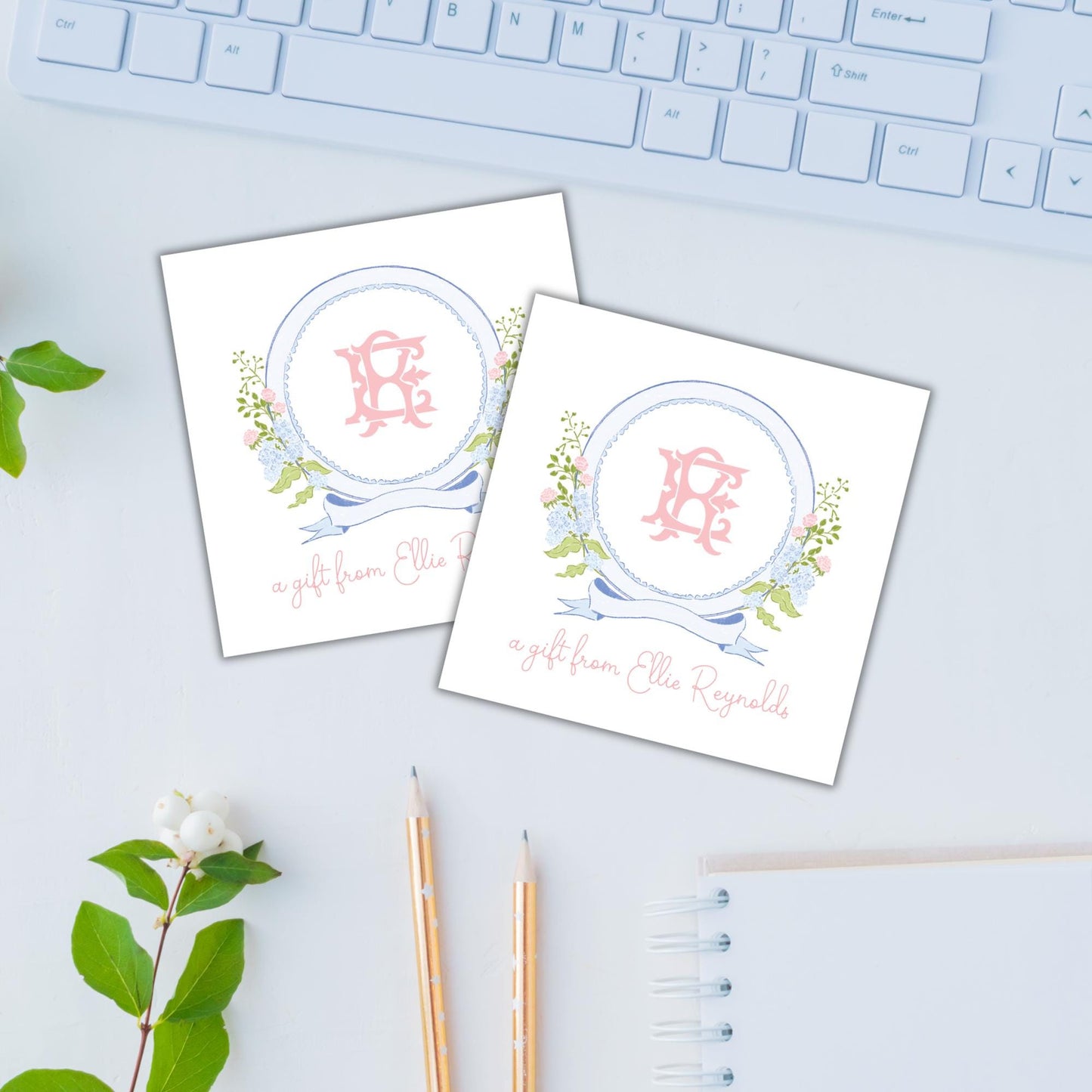 Floral Crest Enclosure Cards