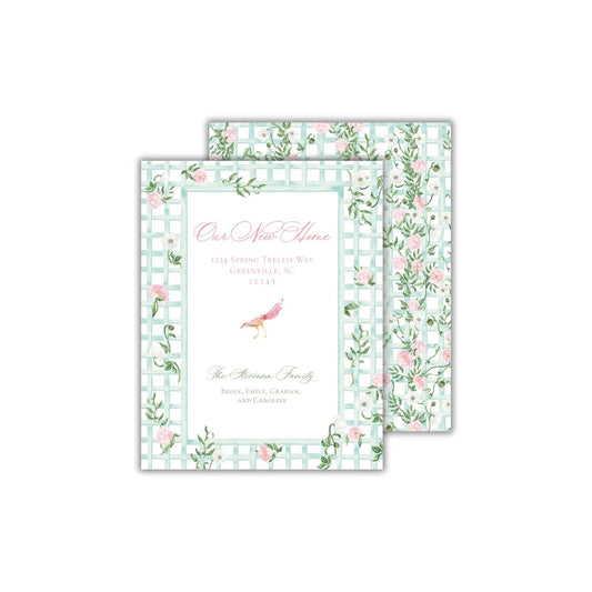 two cards with a bird and flowers on them
