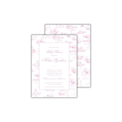 Toile Baby Shower Invitation - Pink