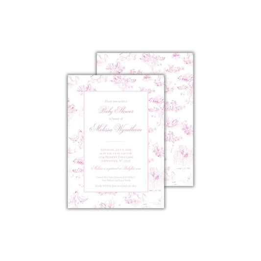 Toile Baby Shower Invitation - Pink