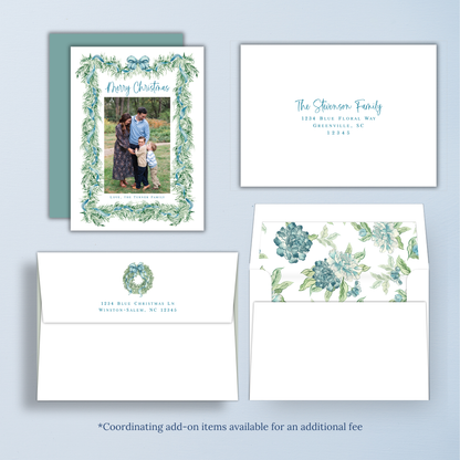 Teal Bow Christmas Card