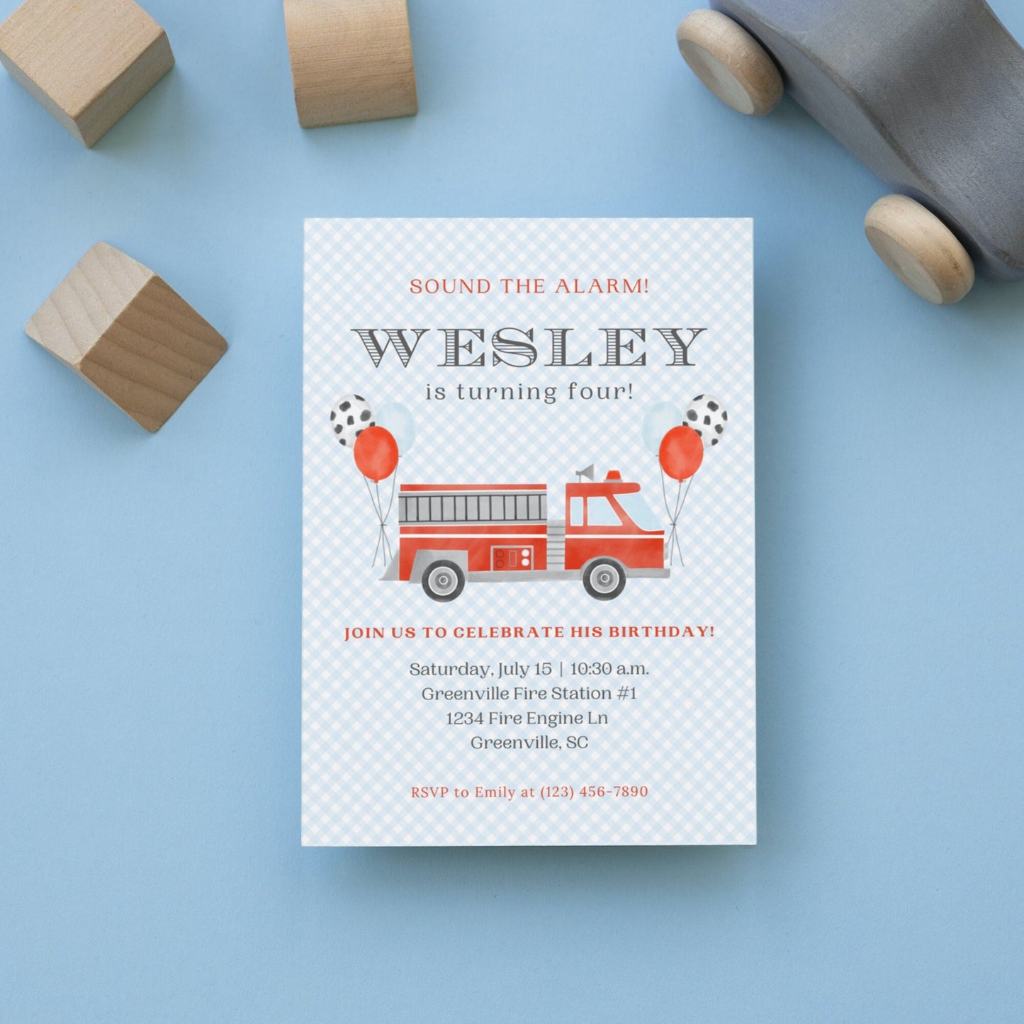 Fire Engine Invitation
