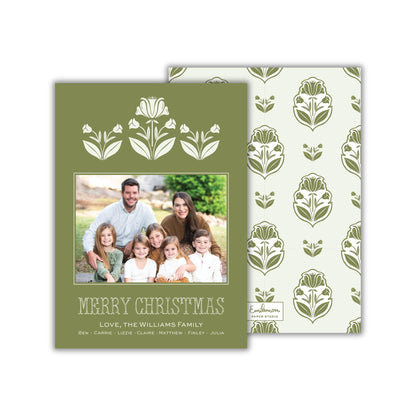 Block Print Christmas Card - Green