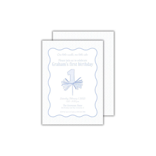 One Little Candle Invitation - Blue