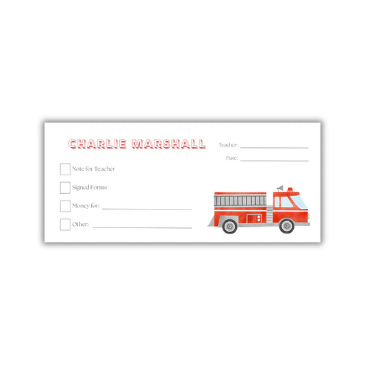Fire Truck Money Envelopes