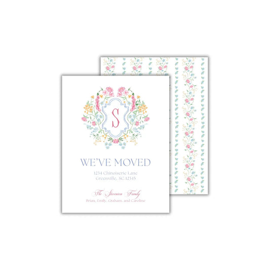 a card with a floral design and the letter s on it